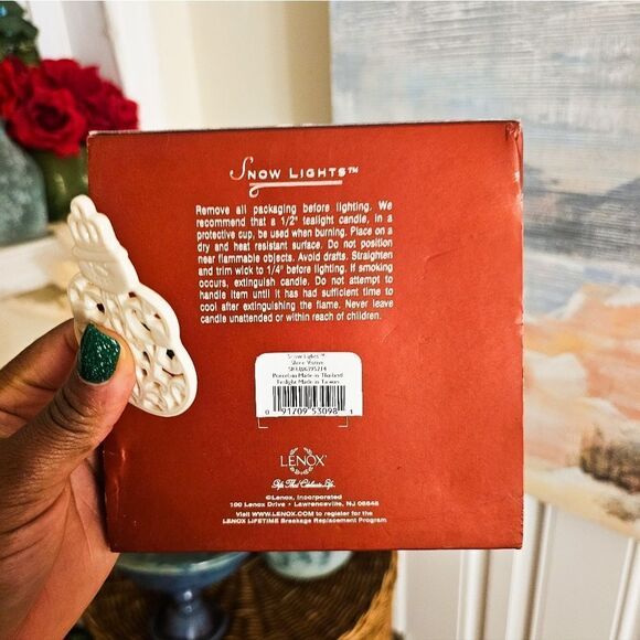 New VTG Set Of 2 Lenox Tealight Candle Holder & A Pierced Snowman Charm Decor. - Picture 3 of 9